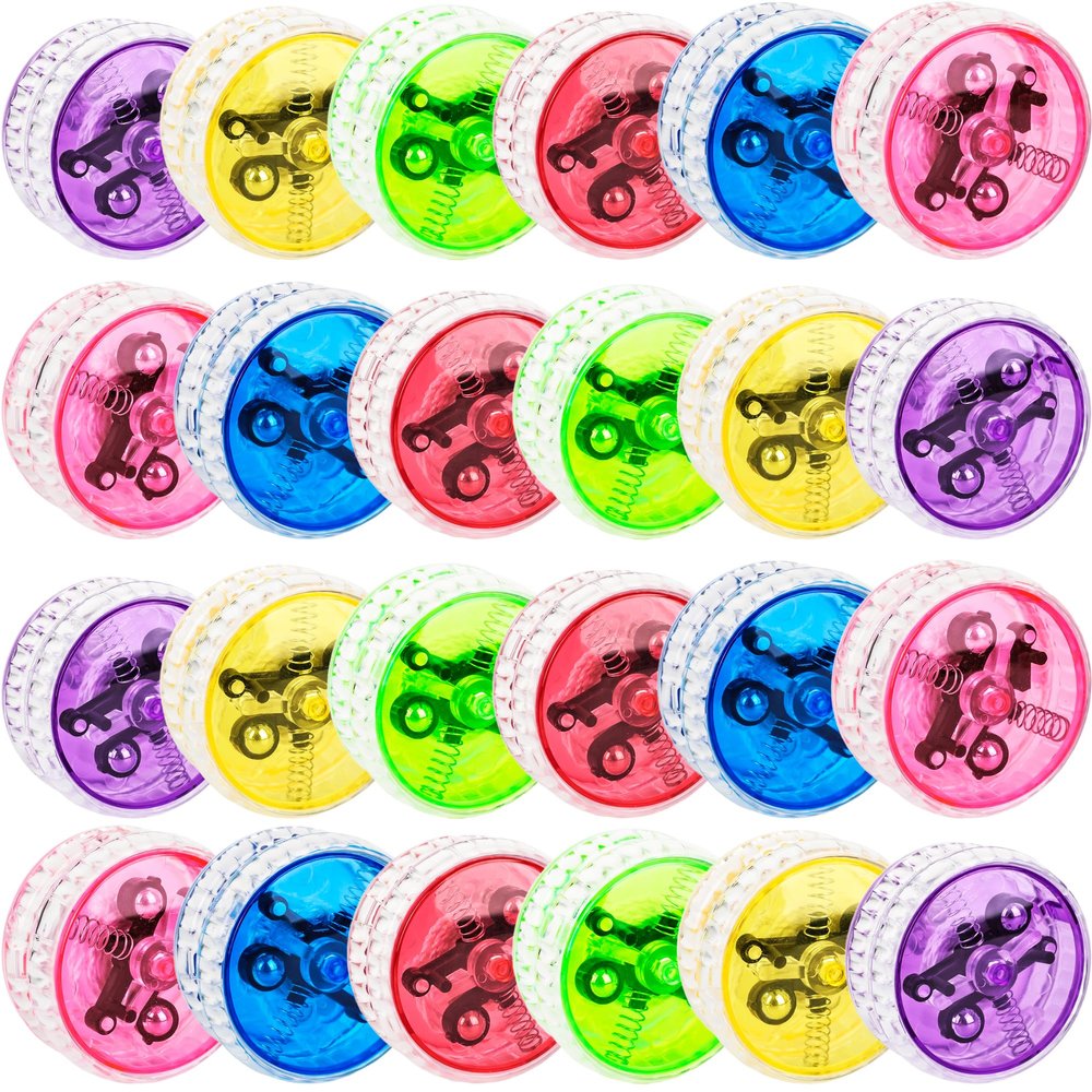 24 Pack Led Light up Yo Yo Colorful Beginner Yo Yo Ball Light up Responsive Ball for Beginner Level Halloween Birthday Christmas Stocking Stuffers