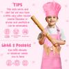 R HORSE Kid Apron and Chef Hat Set 8Pcs Adjustable Children Light Pink Kitchen Toddler Apron for Girls, Role Play Chef Toy Cooking Baking Painting and Training Kits Kid Funny Cooking Birthday Gift view 3