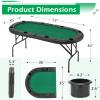 ECOTOUGE Poker Table Foldable, 8 Players Gaming Table w/Portable Oxford Bag, Folding Oval Texas HoldemTable with Stylish Padded Rails for Casino Leisure Game, No Assembly Required, Green view 2