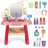 Kids Vanity Set with Mirror, Faucet, LED Lights & Music  Purple Princess Makeup Table with Stool, 23 Pretend Accessories, Toddler Vanity Beauty Salon Toy Gift for Girls Ages 36 Dress Up Play view 1