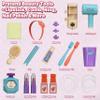 Kids Vanity Set with Mirror, Faucet, LED Lights & Music  Purple Princess Makeup Table with Stool, 23 Pretend Accessories, Toddler Vanity Beauty Salon Toy Gift for Girls Ages 36 Dress Up Play view 2