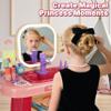 Kids Vanity Set with Mirror, Faucet, LED Lights & Music  Purple Princess Makeup Table with Stool, 23 Pretend Accessories, Toddler Vanity Beauty Salon Toy Gift for Girls Ages 36 Dress Up Play view 3