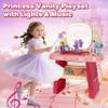 Kids Vanity Set with Mirror, Faucet, LED Lights & Music  Purple Princess Makeup Table with Stool, 23 Pretend Accessories, Toddler Vanity Beauty Salon Toy Gift for Girls Ages 36 Dress Up Play view 4