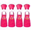R HORSE Kid Apron And Chef Hat Set - 8Pcs Rose Red Adjustable Children Kitchen Toddler Apron for Girls Role Play Chef Toy Cooking Baking Painting and Training Kit Kid Funny Cooking Gift Birthday Gift view 1