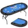 ECOTOUGE Poker Table Foldable, 8 Players Gaming Table w/Portable Oxford Bag, Folding Oval Texas Holdem Table with Stylish Padded Rails for Casino Leisure Game, No Assembly Required, Blue view 1