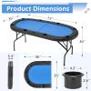 ECOTOUGE Poker Table Foldable, 8 Players Gaming Table w/Portable Oxford Bag, Folding Oval Texas Holdem Table with Stylish Padded Rails for Casino Leisure Game, No Assembly Required, Blue view 2