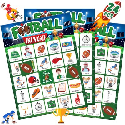 Fenkysoix Holiday Bingo Games,36 Sheets Bingo Card for Adults Kids Families Classroom Groups,24 Sport Theme Player Cards for Activities Supplies Favors