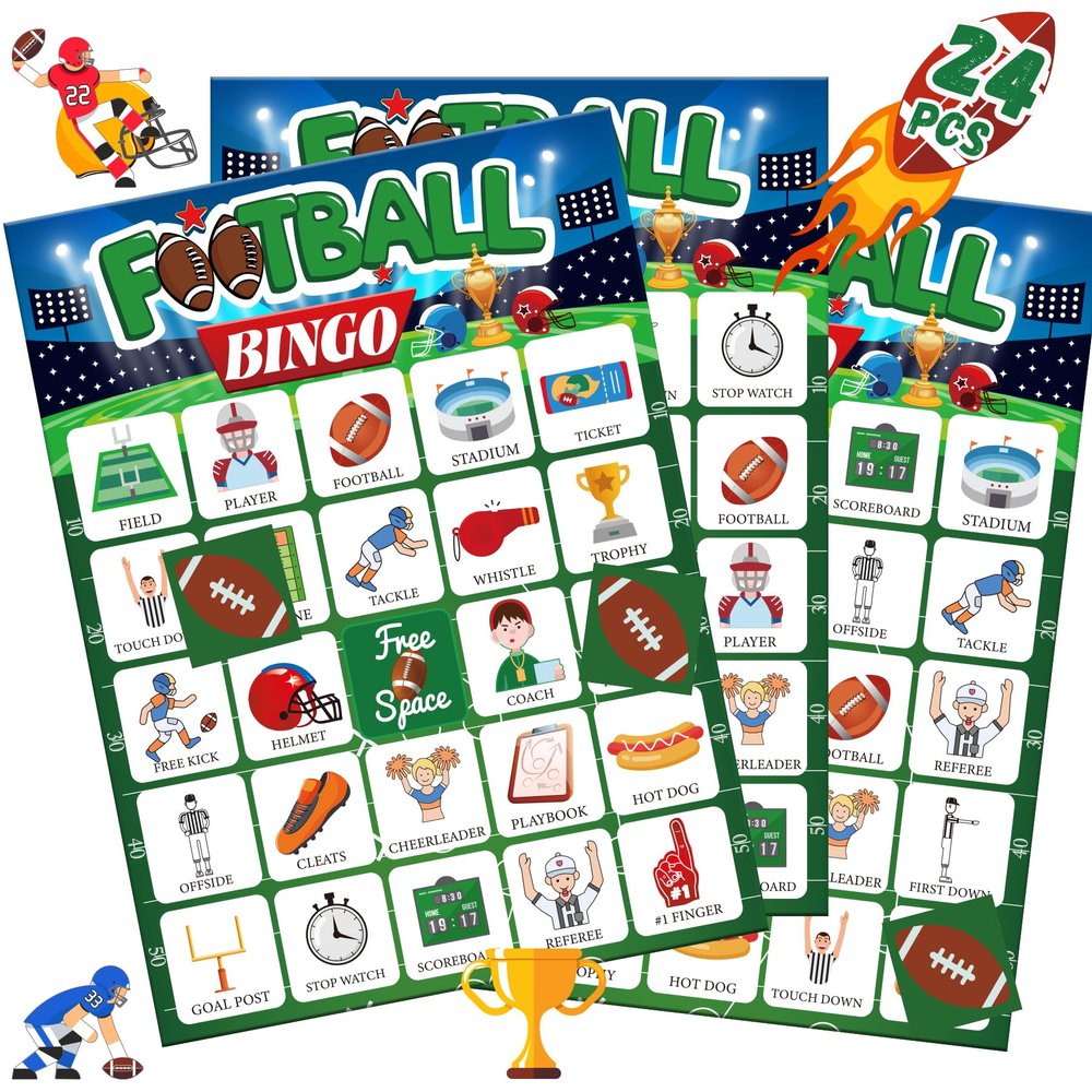 Fenkysoix Holiday Bingo Games,36 Sheets Bingo Card for Adults Kids Families Classroom Groups,24 Sport Theme Player Cards for Activities Supplies Favors
