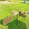Metal Rock Band Windmill Handmade Drummer Windmill Garden Sculpture, Rock Band Windmill Spinner for Yard, Lawn & Patio Decor Kinetic Musician Art Gift for Outdoor Music Lovers. (Gold,Guitar) view 3