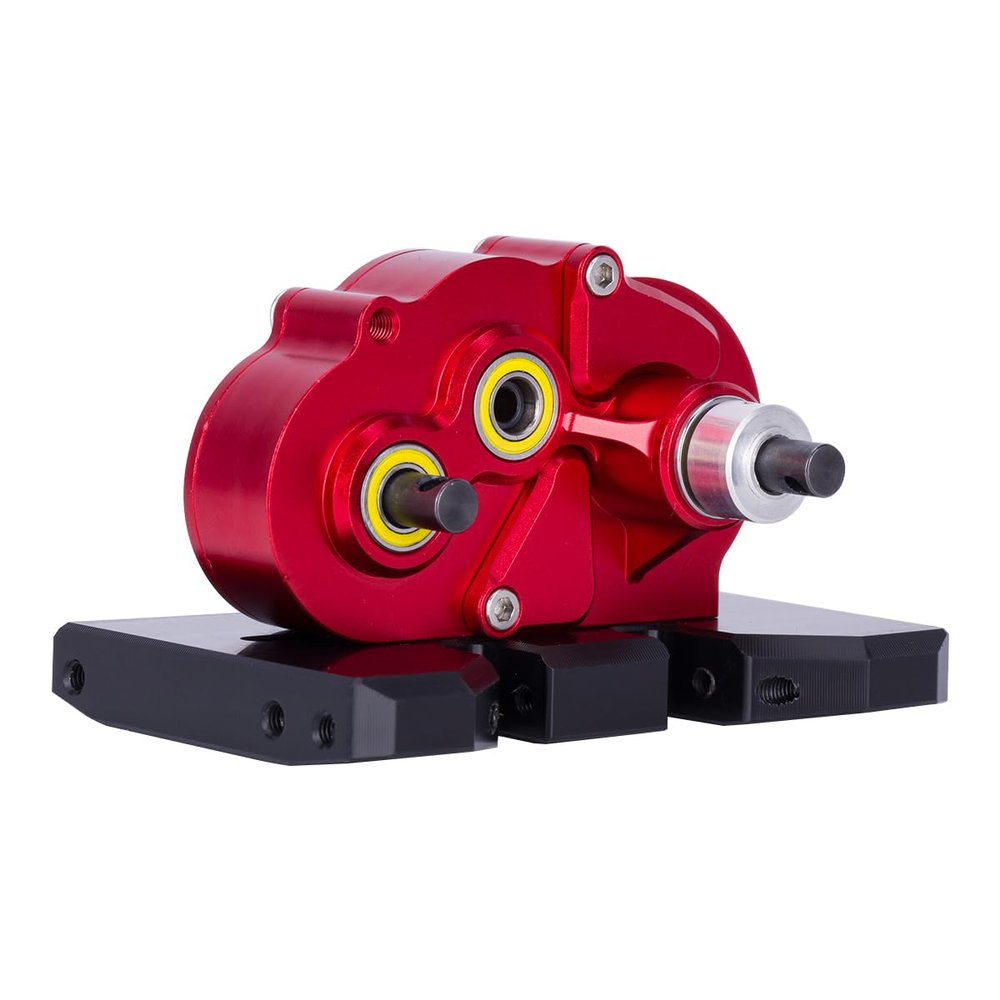 Aluminum Lightweight Gearbox OD-3 Overdrive Transmission for 1/10 RC Crawler Car Axial SCX10 II VS4-10 LCG Chassis Straight Axle (Red)