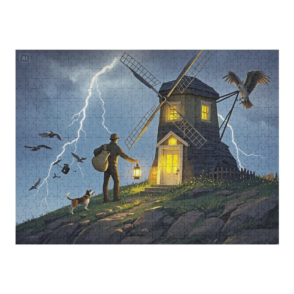 Lighthouse Wooden Puzzles for Adults 500 Pieces Jigsaw Puzzle Classic Coastal Lighthouse Scene, Charming Wooden Puzzle for Nautical and Travel Fans
