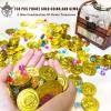 250 PCS Pirate Treasure Fake Pirates Gold Coins and Gems Plastic Jewels, Pirate Party Decorations Gold Coins and Play Gems Treasure Hunt for Kids Halloween Adventure Themed Birthday Christmas Gift view 2