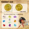 250 PCS Pirate Treasure Fake Pirates Gold Coins and Gems Plastic Jewels, Pirate Party Decorations Gold Coins and Play Gems Treasure Hunt for Kids Halloween Adventure Themed Birthday Christmas Gift view 3