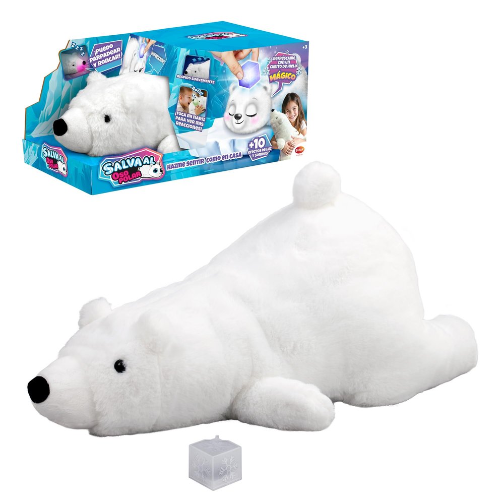 Bizak Save the Polar Bear, Interactive Plush Pet, Colour Changing Nose, Save Him with Ice Cube + 3 Years (62008636)