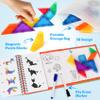Magnetic Tangram Puzzle with 3D Building Blocks, Road Trip Essentials Travel Tangram with 400 Solution Montessori Travel Toys for Kids Magnetic Puzzles Brain Teasers for Kids Adults view 3