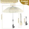 Tcwhniev Baby Stroller Outdoor Parasol with Tassels, Adjustable Baby Stroller Umbrella, Cute Clip On Sunshade Parasol, Children Outdoor Beach Umbrella Proof for Children Buggy, White view 2
