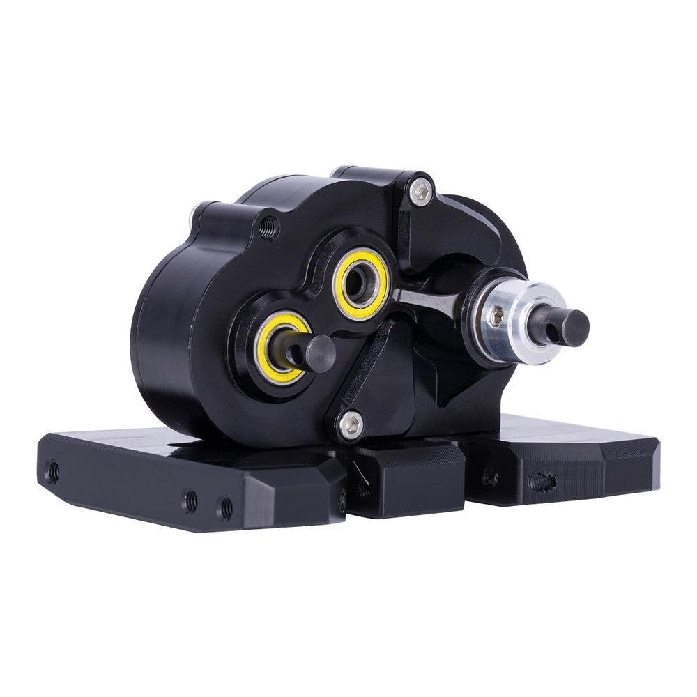 Aluminum Lightweight Gearbox OD-3 Overdrive Transmission for 1/10 RC Crawler Car Axial SCX10 II VS4-10 LCG Chassis Straight Axle (Black)