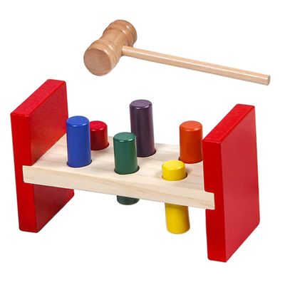VANZACK 1 Set Wooden Hammer Color Recognition Percussion Table for Interactive Educational Play Craftsmanship Engaging Parent Activities Smooth Surface Design