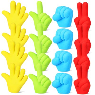 DIYEAH 16Pcs Cartoon Erasers Fun Pencil Caps for School Supplies Novelty Rock Scissors Design for Office Use
