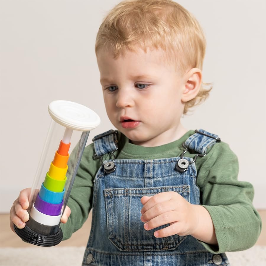 Fat Brain Toys Flipty, Sensory Toy and Baby Rattle with Peek-a-Boo Surprise for Babies and Toddlers 12 Months and Up