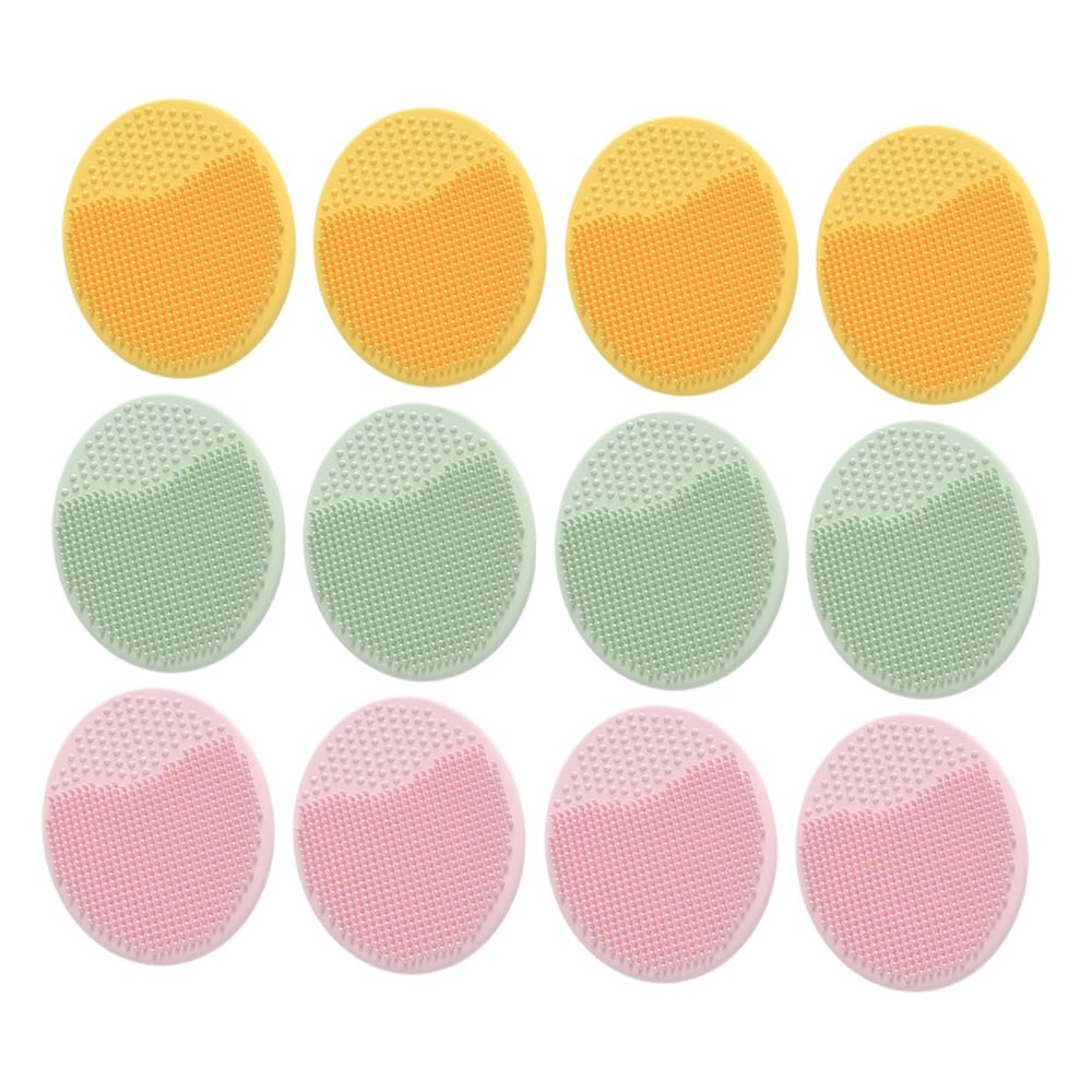 12pcs Baby Bath Brush: Silicone Cradle Cap Scrubber Exfoliator Newborns Scalp Massager Shampoo Brush for Dry Skin Shower with Ergonomic Handle