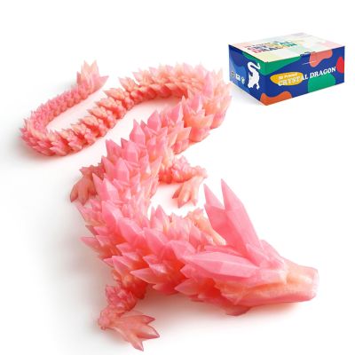 243D Printed Dragon Large 3D Dragon--Bigger Fidget Toy Gift for Kids, Boys, Girls & Adults,Cool Giant Crystal 3-D Printed Animals Desk Decor , Easter Basket Essentials (Peach Colour, 24inch)