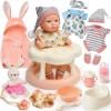 Cleboen Baby Doll Accessories Set for Girls, 9'' Baby Doll with 2 Sets Clothes Doll Walker Chair Feeding Bottle Pacifier Diaper Blanket, Realistic Pretend Play Toys Toddler Girl Birthday Gifts 3 4 5 6 view 1