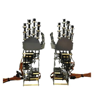 5Dof Metal Hand Palm, Bionic Mechanical Finger Humanoid Robot, 5 Axis Small Servo Manipulator Gripper Claw DIY Stem(1 Pair Hand)