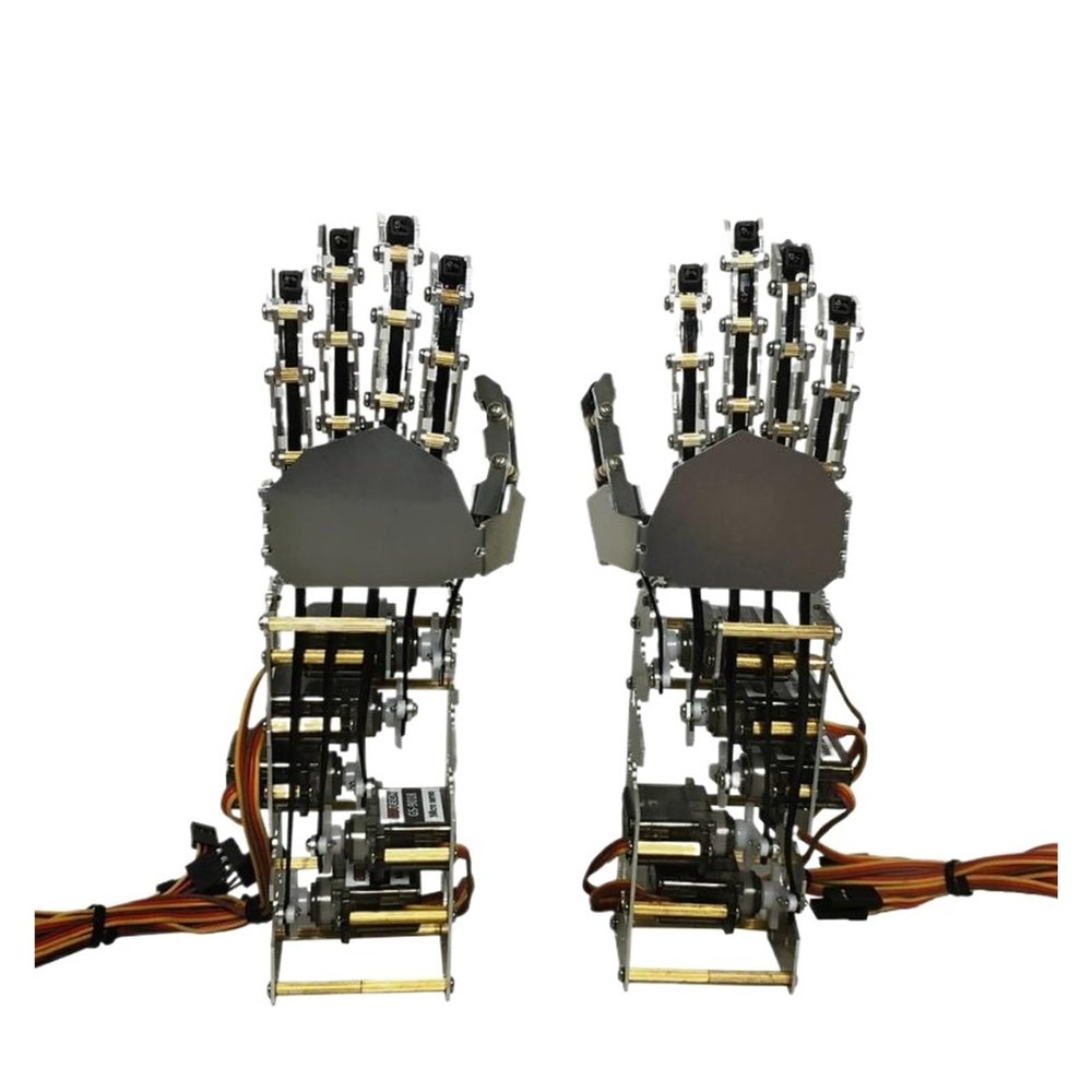 5Dof Metal Hand Palm, Bionic Mechanical Finger Humanoid Robot, 5 Axis Small Servo Manipulator Gripper Claw DIY Stem(1 Pair Hand)