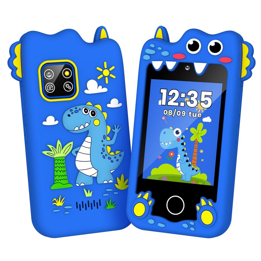 M SANMERSEN Dinosaur Kids Smart Phone for 3-6 Year Olds 2.8" Touchscreen, Dual Camera, 28 Learning Games, MP3 Music Player, 32GB SD Card Educational Toddler Phone Toy for Boys & Girls
