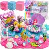 Golray Mermaid Sensory Dough Kit - Play Dough Set with 3 Packs of Playdough, 2 Mermaid Figures, Marine Animals & Plants Toys and Decorative Accessories, Sensory Toys Gifts for Kids & Toddlers view 1