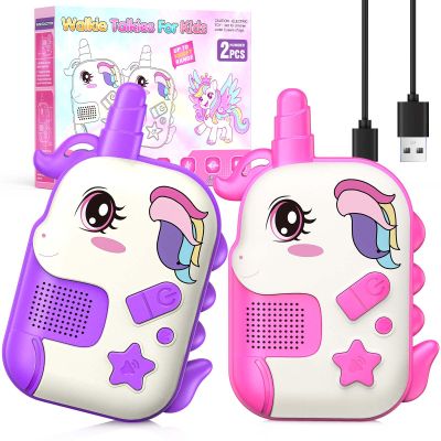 Rechargeable Walkie Talkies Toys for Girls: Unicorn Toys Walkie Talkies for Kids 2 Pack Easter Birthday Gifts for Grandkids 3 4 5-7 Year Old Girls Age 4-5 6-8 Years Old Basket Stuffers