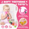 AWOTOY Baby Toys 0-6-12 Months,Musical Caterpillar Stuffed Animals Activity Infant Toys with Crinkle,Rattles,Mirror&Pull String,Muti-Sensory Toys Gifts for Newborn Tummy Time,Candy Pink|Leafy view 4