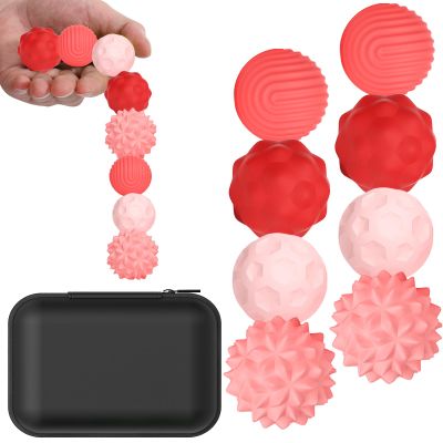 BUSOHA Silicone Fidget Balls - 8 Pack Silicone Stress Relief Balls Stone for Adults Sensory Travel Toys for Calming,Stress,Autism and ADHD,Gifts for Adults Teens ,Red