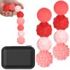 BUSOHA Silicone Fidget Balls - 8 Pack Silicone Stress Relief Balls Stone for Adults Sensory Travel Toys for Calming,Stress,Autism and ADHD,Gifts for Adults Teens ,Red view 1