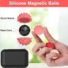 BUSOHA Silicone Fidget Balls - 8 Pack Silicone Stress Relief Balls Stone for Adults Sensory Travel Toys for Calming,Stress,Autism and ADHD,Gifts for Adults Teens ,Red view 3