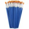 100 Pcs Flat Paint Brushes Small Brush Bulk for Detail Painting Nylon Hair Brushes Acrylic Oil Watercolor Painting for Kids Children Students Teens Adults Artist Blue view 1