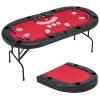 ECOTOUGE Poker Table Foldable, 8 Players Gaming Table w/Portable Oxford Bag, Folding Oval Texas Holdem Table with Stylish Padded Rails for Casino Leisure Game, No Assembly Required, Red view 1