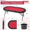 ECOTOUGE Poker Table Foldable, 8 Players Gaming Table w/Portable Oxford Bag, Folding Oval Texas Holdem Table with Stylish Padded Rails for Casino Leisure Game, No Assembly Required, Red view 2