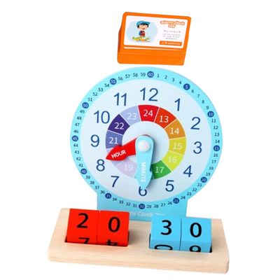 HANABASS 1 Set Wooden Clock for Educational Recognition Plaything for Safe Premium Wood Material Develops Color and Shape Awareness