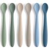 6 Piece Silicone Baby Feeding Spoons, First Stage Infant Soft-Tip Easy on Gums, Training Spoon Self-feeding, Utensils Supplies, Dishwasher & Boil-proof - Blue view 1