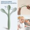 6 Piece Silicone Baby Feeding Spoons, First Stage Infant Soft-Tip Easy on Gums, Training Spoon Self-feeding, Utensils Supplies, Dishwasher & Boil-proof - Blue view 3