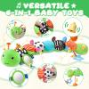 AWOTOY Baby Toys 0-6-12 Months,Musical Caterpillar Stuffed Animals Activity Infant Toys with Crinkle,Rattles,Mirror&Pull String,Muti-Sensory Toys Gifts for Newborn Tummy Time,Kelly Green|Leafy view 3