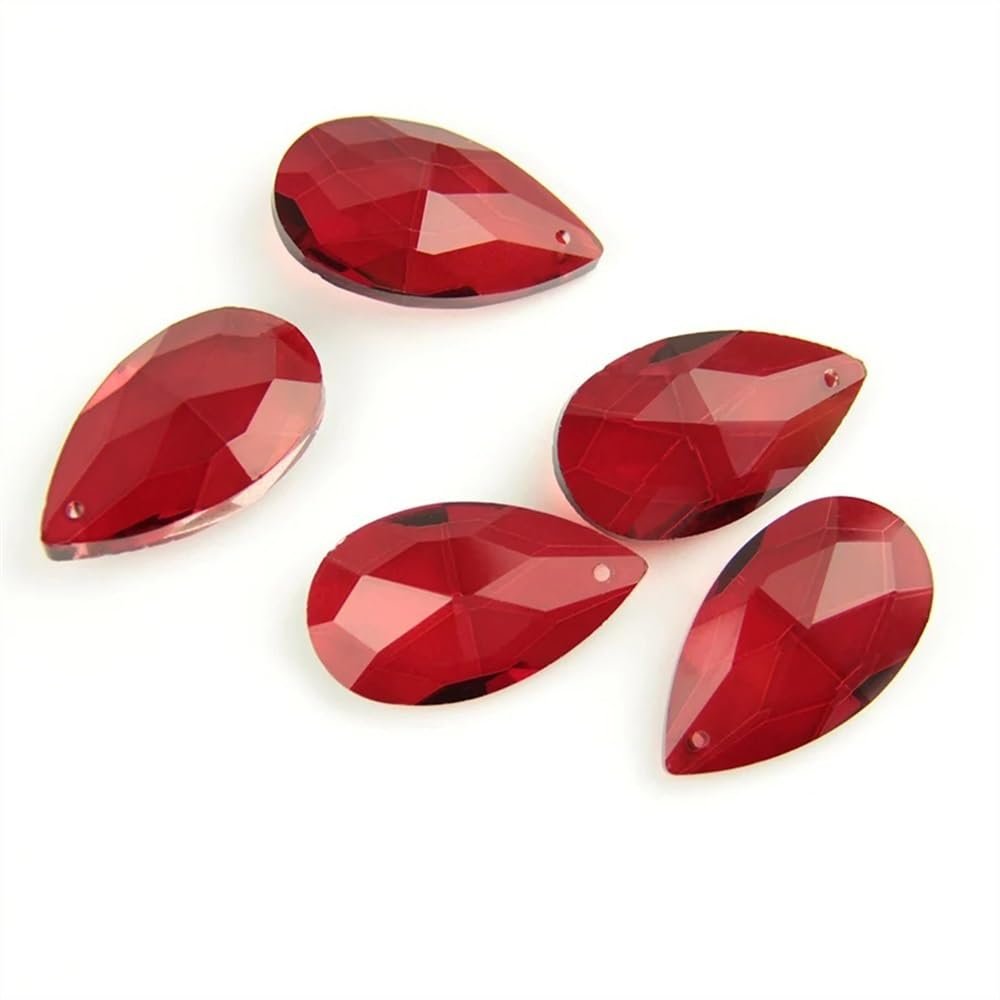 Hanging Crystals Prisms Dark Red 38mm/50mm/63mm/76mm Crystal Chandelier Parts Crystal Chandelier Beads Hanging Parts Hangings Crystals for Decoration(63mm 60pcs)