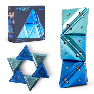 Speks Geode Magnetic Fidget Toy | Sensory Desk Toy for Adults & Teens 14+ | Stress Relief Gift | Pyramid, Chrome Blue