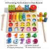 BeenUDog 4-in-1 Wooden Activity Board for Toddlers Kids - Montessori Learning Toy with Magnetic Fishing, Number Blocks Puzzles, Shape Sorter & Xylophone - Educational Gift view 2