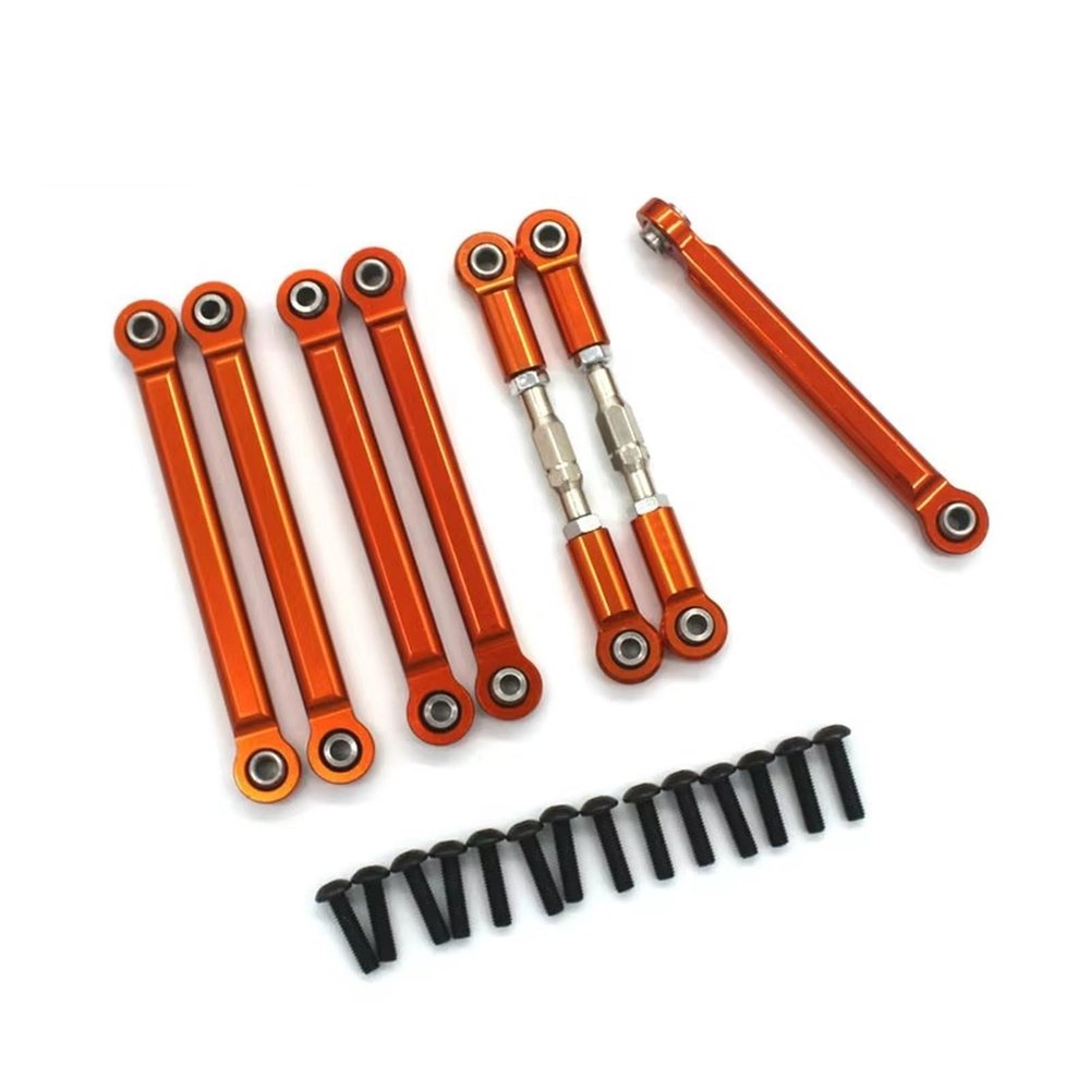RC Car Parts Compatible with ZD for Racing DBX-10 1/10 Remote Control Vehicle Metal Accessories Upgrade 7 Pull Rods(Orange)