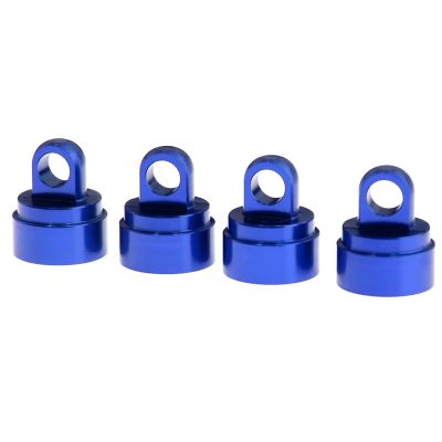 RC Spare Part Compatible with Traxxas for Slash for VXL for Rustler 1/10 RC Car Upgrade Parts 4pcs Metal Big Bore Shock Absorber Shock Caps 2667(Blue)