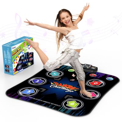 YOZISS Bluetooth Dance Mat for Kids Ages 4-8, Toys for Girls 4-6 & Boys 8-10, 5 Music Game Modes, Non-Slip Portable Dance Pad, Educational Active Play Toy, Xmas Birthday Gift (Classic Black)