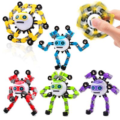 ASIOWELY 5 PCS Transformable Fidget Spinners Toys for Kids and Adults Stress Relief Sensory Toy for Boys Girls Autism Cool Fingertip Gyros for Teens Men Birthdays Valentines Day Gifts for Travel Toys